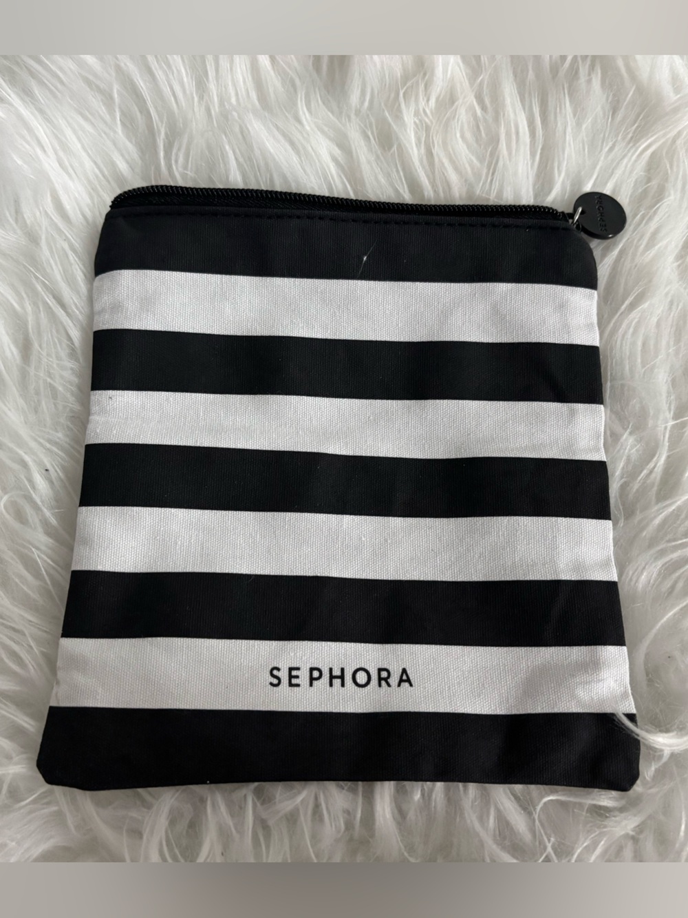 Sephora Black & White Striped Makeup Pouch
